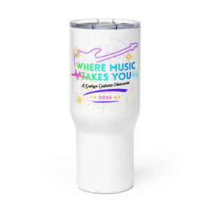 George Guitars Recital Print - Travel mug with a handle